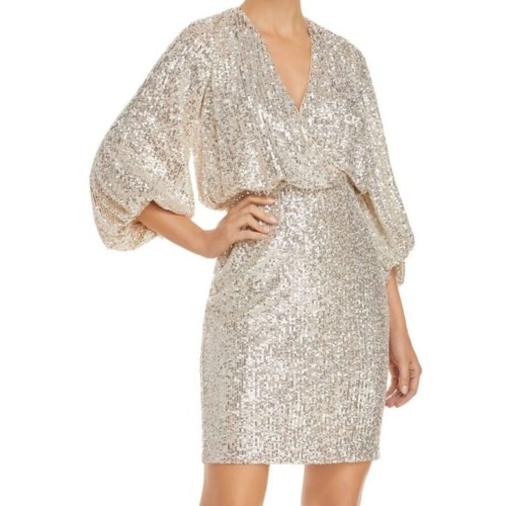 Eliza J Long sleeve surplice size 14 sequin dress